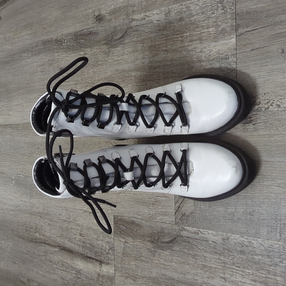 Marc Fisher Shoes - Marc Fisher White Leather Combat Boots